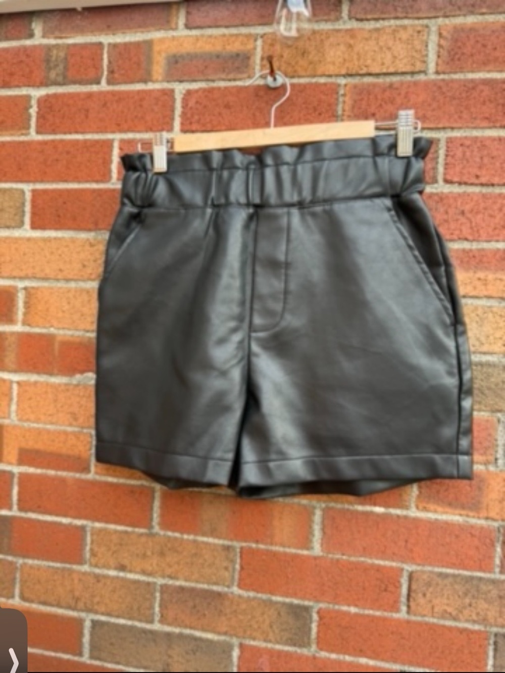 Bagatelle Collection Faux Leather Paperbag Waist Shorts Black XS